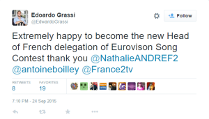Edoardo Grassi's announcement as the new French Head of Delegation