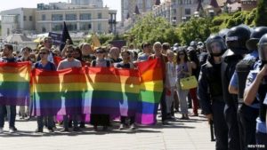 LGBT marchers in Kyiv